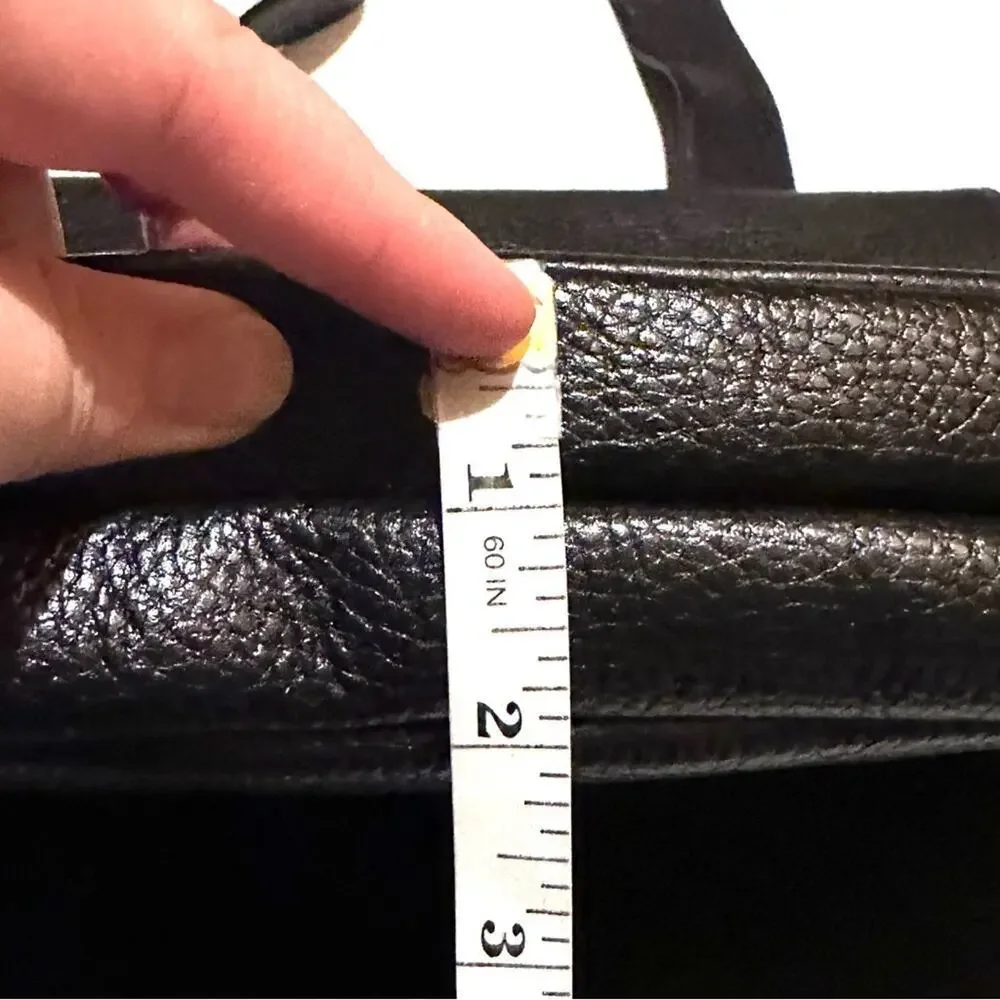 Jennifer Graham Classic Black Pebbled Leather Crossbody Messenger Bag